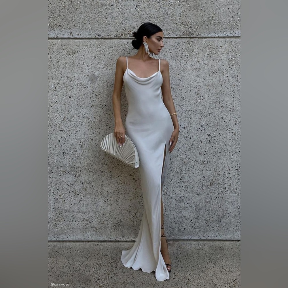 NWT Meshki Jade Cowl Neck Backless Maxi Dress - Bone - Small